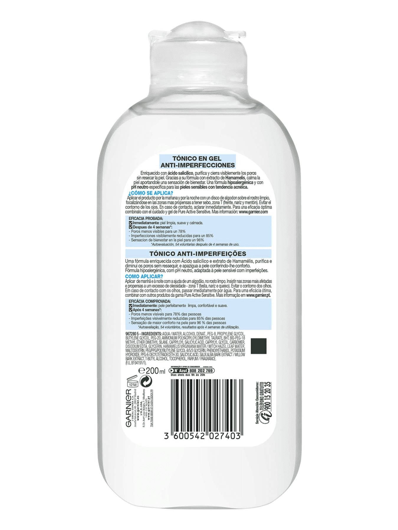Tónico Gel Piel Sensible